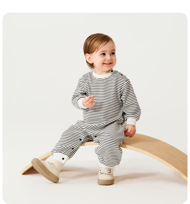 TONGTAI Baby Romper Spring and Autumn Infant Clothing Boys Girls Casual Jumpsuit Crawling Suit Kidswear Black 66cm 2
