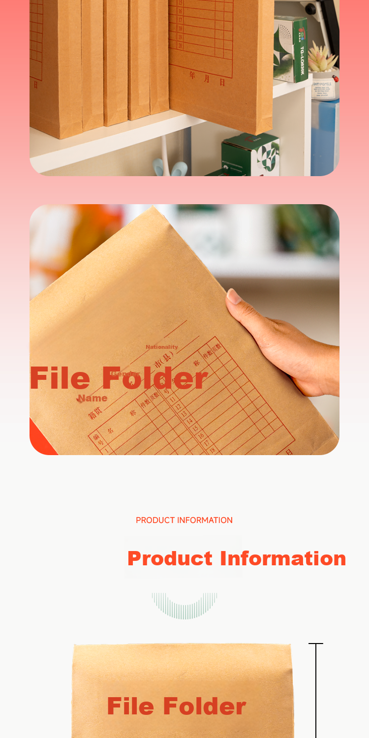 TANGO A4 Kraft Paper File Folders, 10 Pieces, 200g, 28mm Side Width, Document Folders for Tender Books And Contracts, Data Storage Folders, Bid Storage, Financial Office Stationery, Customizable 9128 6