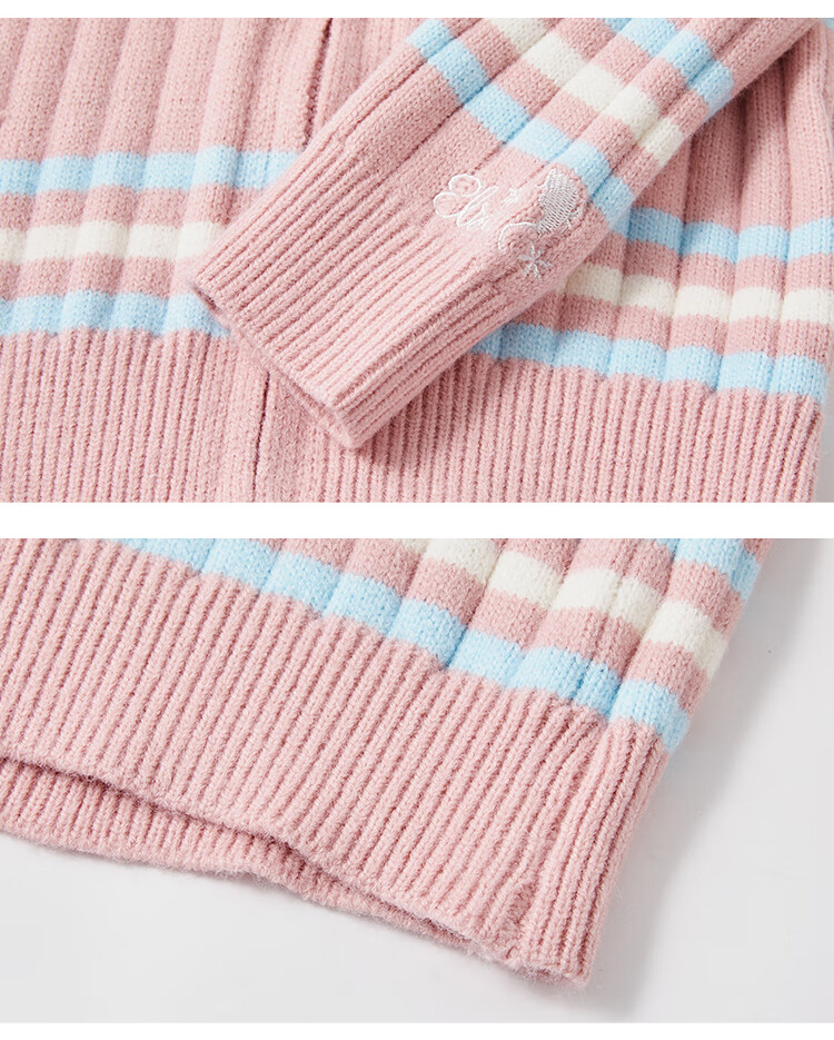 Disney Striped Hooded Knit Cardigan 2026 New Stylish Zip-up Sweater Jacket Pink 110 4