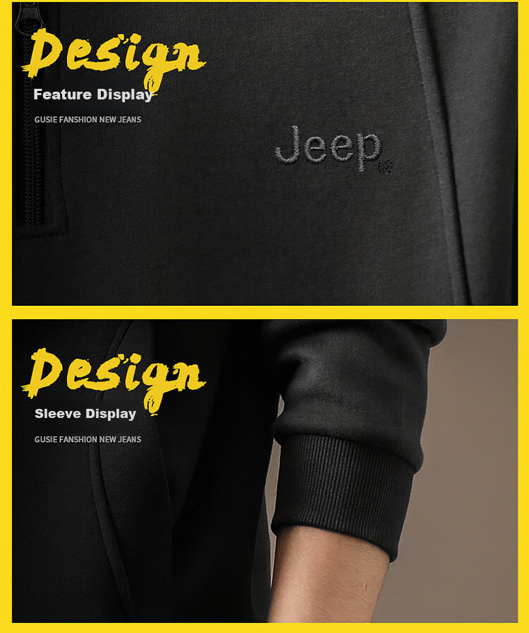 JEEP Men's Sweatshirt, Spring And Autumn Base Layer, Casual Loose Long-Sleeve Top, Embroidered Menswear, Gray, L 17