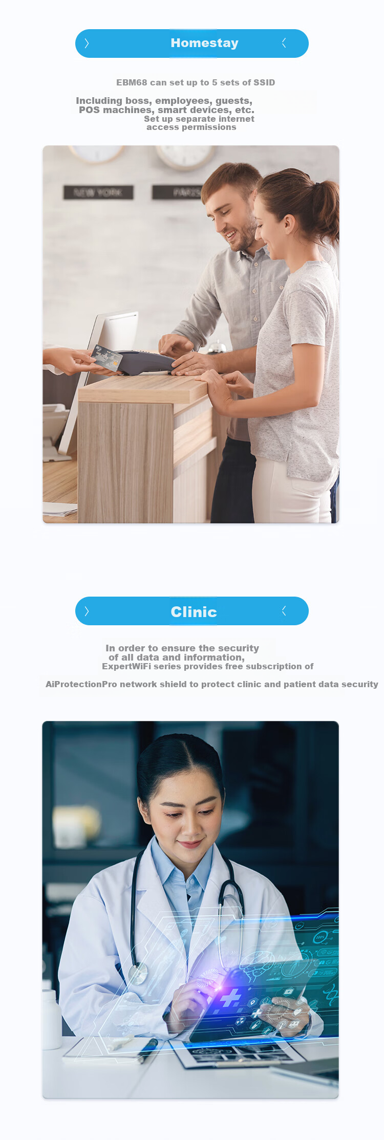ASUS Enterprise-Grade Router, Tri-Band Gigabit Wireless Router, Commercial And Home Use, Distributed Parent-Child Router, ExpertWiFi Whole-House WiFi 6 Set, EBM68 Dual Units 4