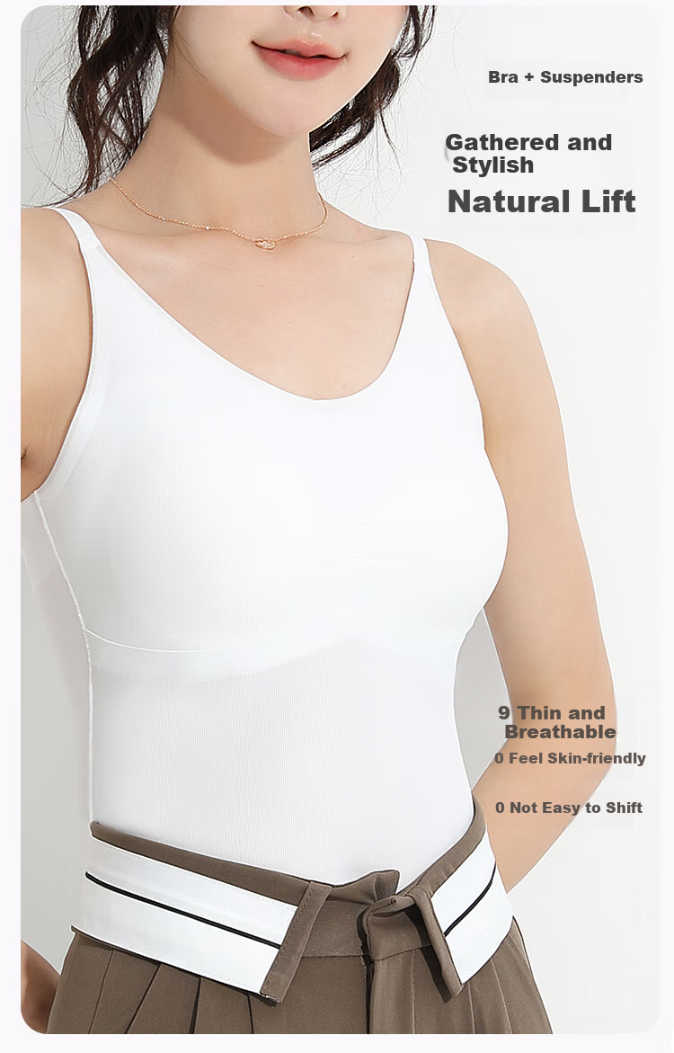 MiiOW Silk-Blend Camisole for Women, Modal Ice Silk with Built-In Bra Pads, Thin Strap Undershirt Bralette 4
