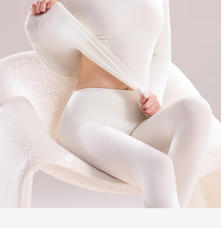 Ordifen Women's Thermal Underwear Set Fleece-Lined Thickened High-Waist Body Shaping Winter Autumn Long Johns Set 17