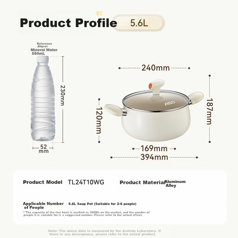 ASD Non-Stick Steaming Pot with Crystal Stone, Ceramic Small Milk Pot for Soup, Noodles And Baby Food, 24CM Compatible with Induction Cooker T10