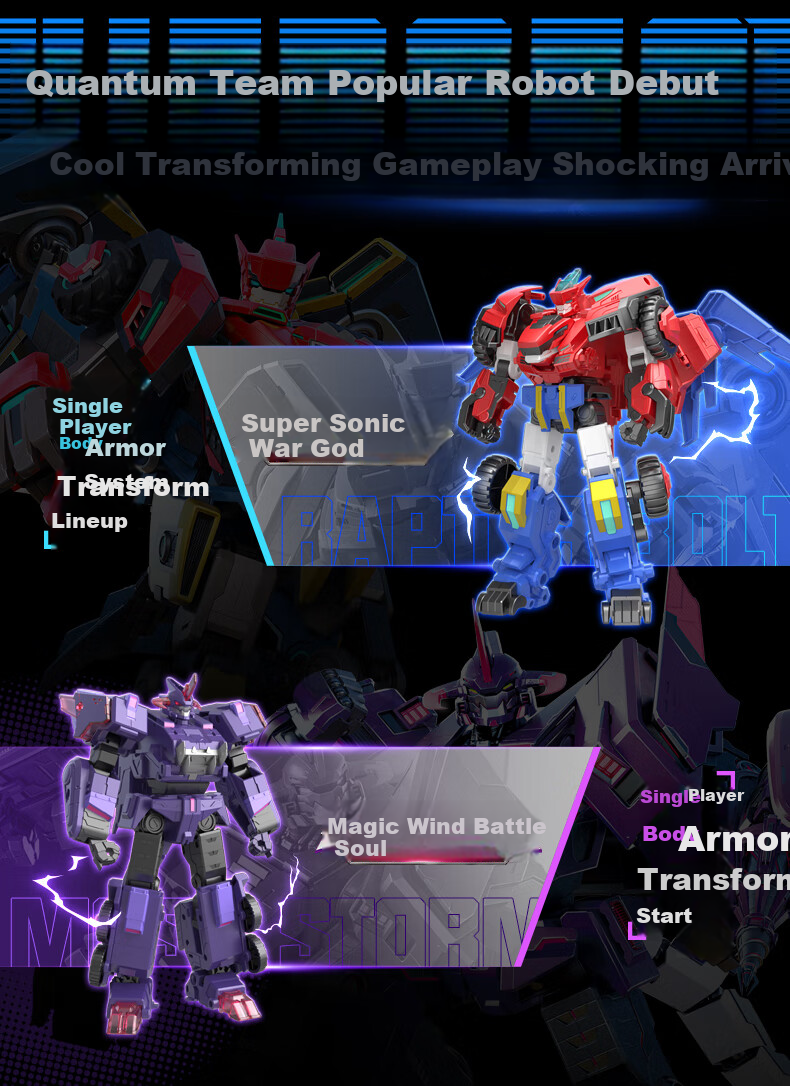 AULDEY Quantum Team Transforming Robot Single Unit Mecha Sonic Warrior, Children's Toy, Gift for Kids 3
