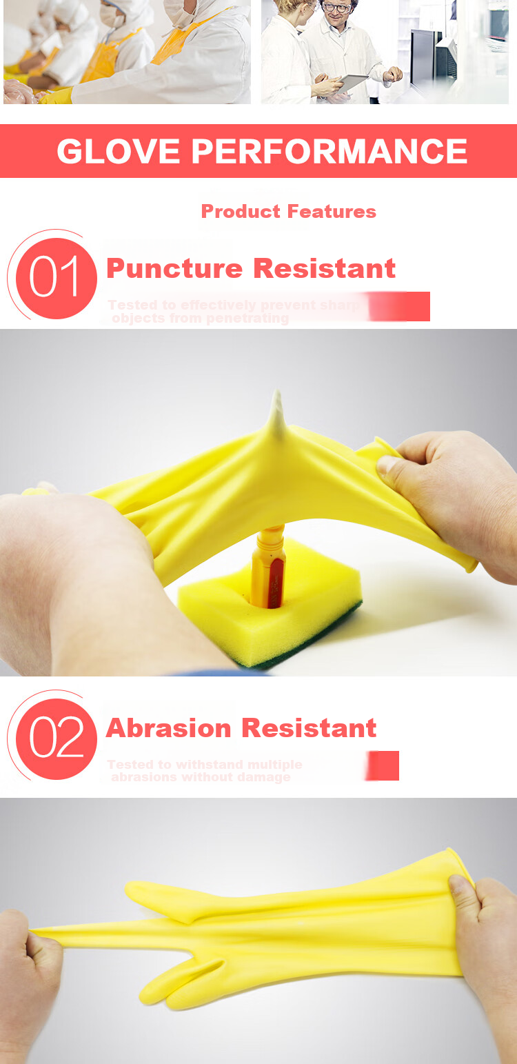 Niupai Latex Gloves 5 Pairs, Thickened Waterproof And Oil-Resistant Rubber Gloves for Washing Dishes, Cleaning Clothes, Housework, Labor Protection, Small Size 11