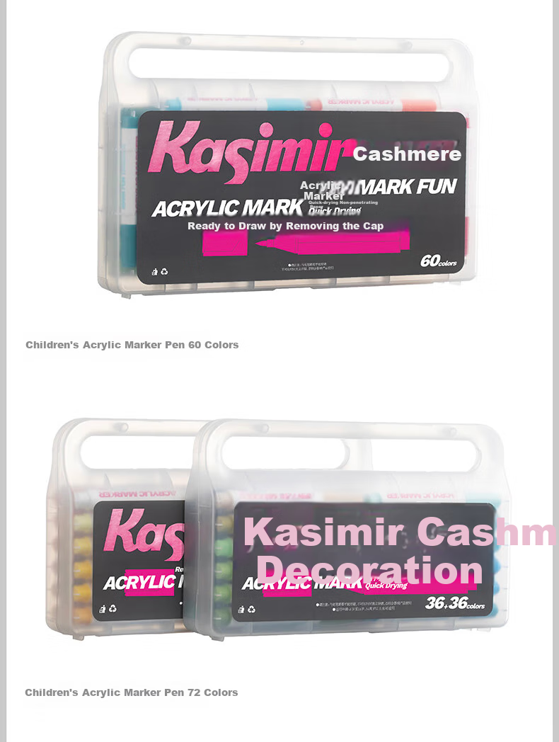 Kasimir Acrylic Markers, Water-Based Soft Tip Washable Watercolor Pens, Elementary School Art Drawing Special Children's Markers, 60 Colors Watercolor Pens for Art Educatio 12