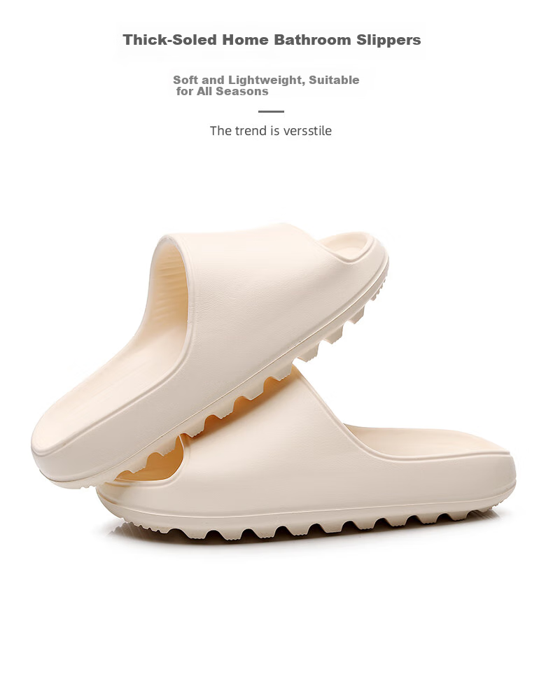 GUOLUOFEI Squishy Slippers for Men And Women, Summer Non-Slip Extra Large Size Bathroom Shower Thick-Soled Sandals, Beige, Size 39-40 1