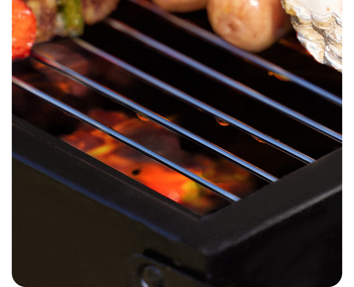 CAMELJEANS Portable Home BBQ Grill Folding Charcoal Grill Camping Commercial Charcoal Barbecue Rack - Without Side Panels 11