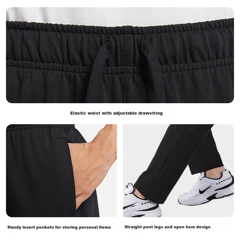 NIKE Men's Sports Pants, Spring And Autumn Style, Single-Layer Knit, Straight-Leg Casual BV2767-010 Black M