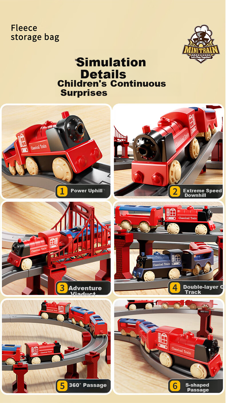 Beimuxing Children's Electric Train Track Car Toy, for Boys Aged 3-6, Roller Coaster Toy, Birthday Gift for Ages 7-14 3