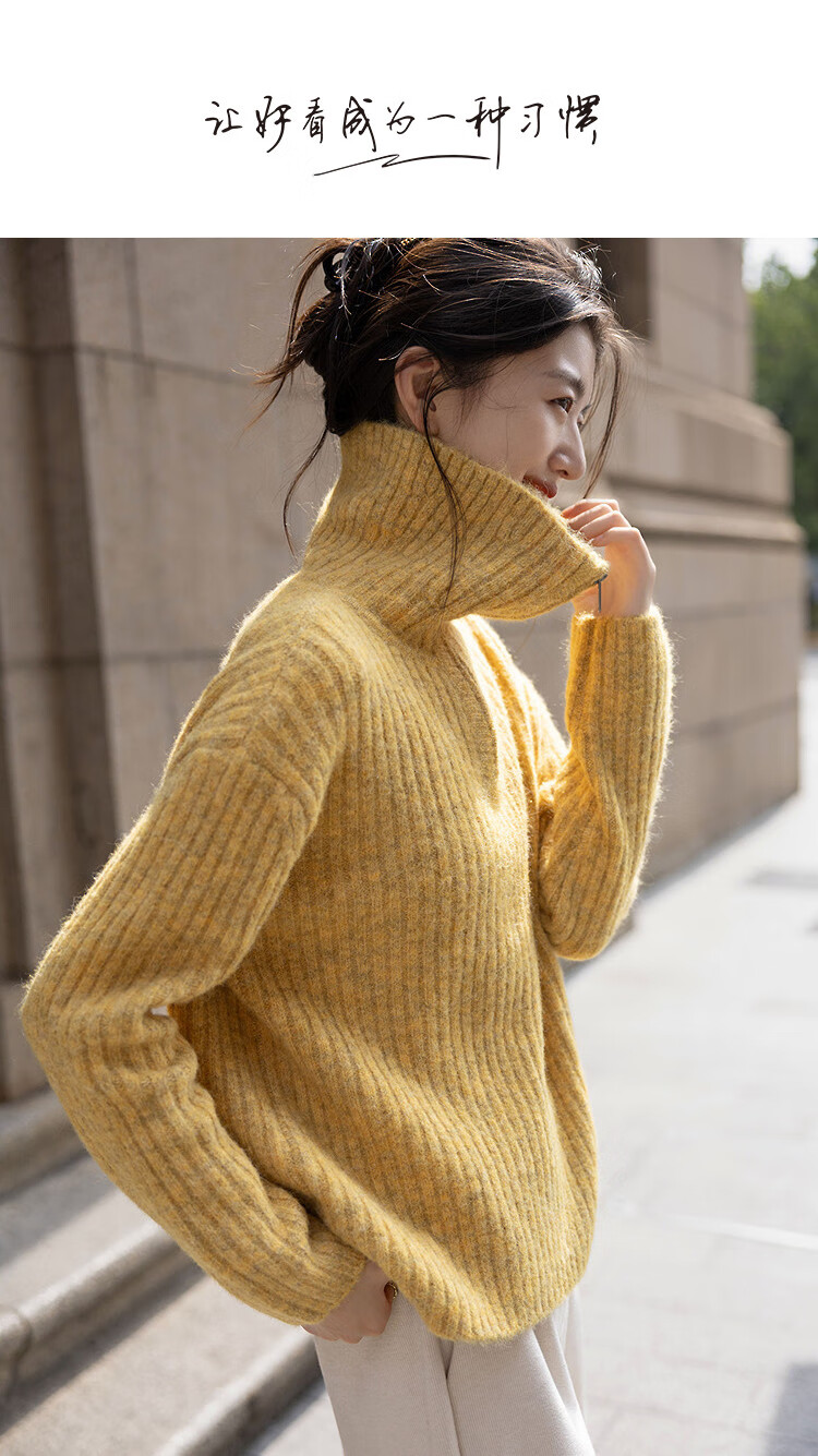 Demana "Warm Secret" Winter Simple Half-Zip Stand Collar Loose Wool Blend Knit Sweater for Women 1
