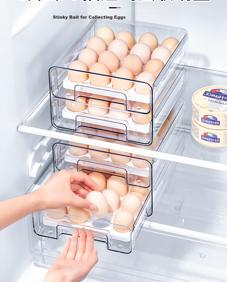 KATEI STORY Japanese Side-Door Egg Storage Box, Refrigerator Food-Grade Preservation Container, Kitchen Organizer, Egg Holder, Storage Solutio 3