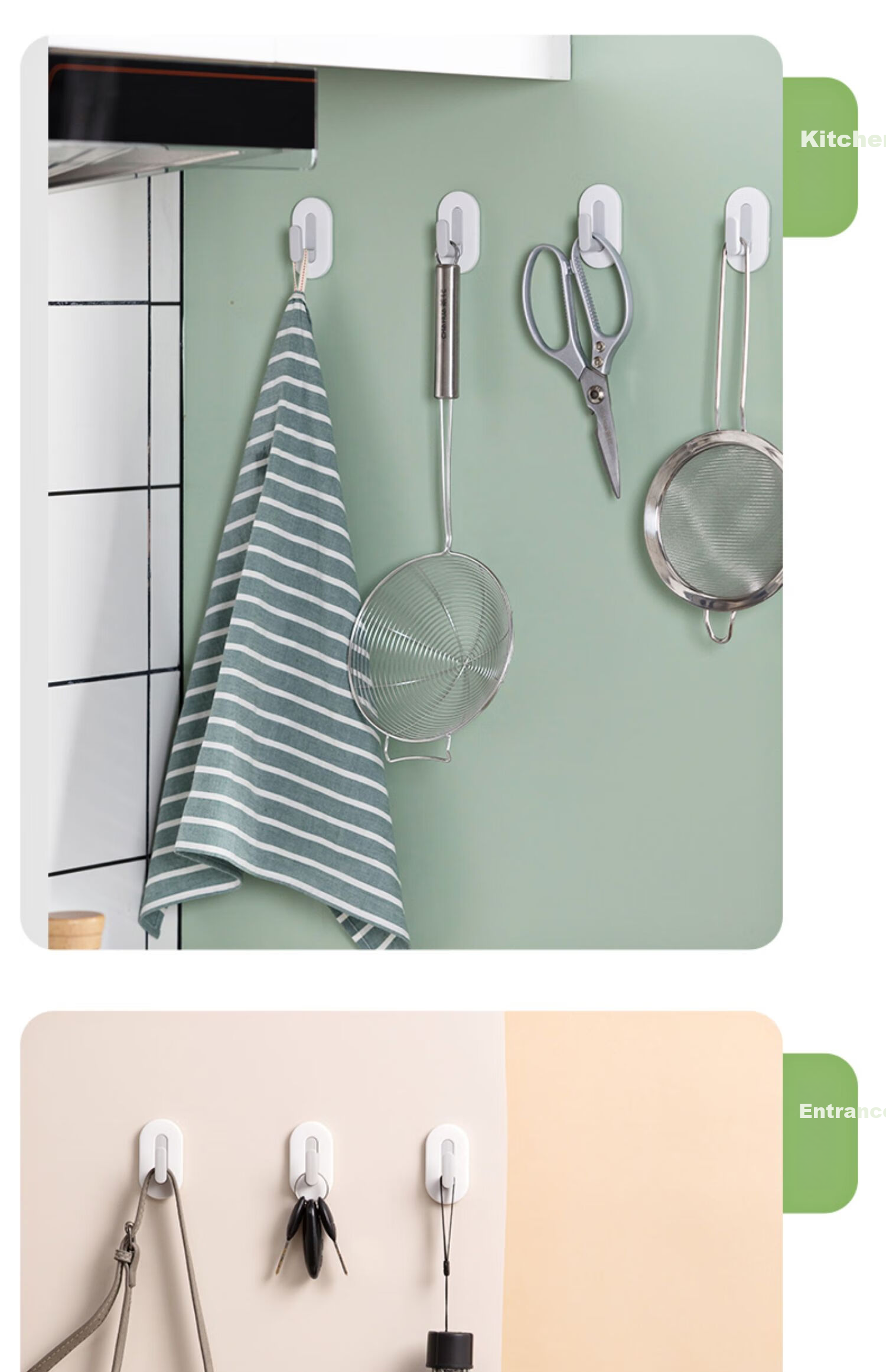 CHAHUA Hooks, Strong Adhesive Hooks No Drilling Required for Kitchen Bathroom Storage Bedroom Clothes Hangers, 4 Pieces 10