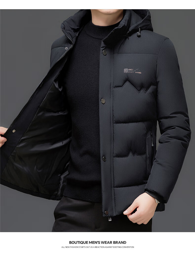 ROMON Men's Cotton Jacket Winter Coat Trendy Business Cotton-Padded Jacket Middle-Aged and Elderly Warm Cotton Coat Dad Style 2517 Black 4XL 14