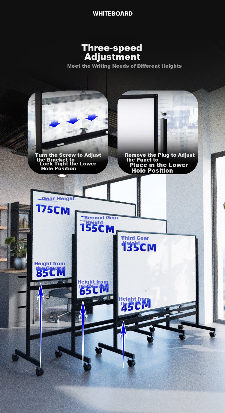 BBNEW Premium Whiteboard Stand-Style One-Touch Flip Writing Board, 120*90cm H-Shaped Frame, Movable Double-Sided Magnetic Writing Board for Office Meetings, Home Use, Teaching, Children's Blackboard NEWO 6