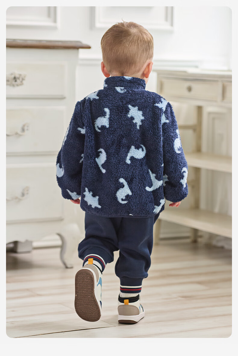 DAVE & BELLA Children's Plush Winter Coat Antibacterial and Mite-Resistant Boys and Girls Baby Jacket 3