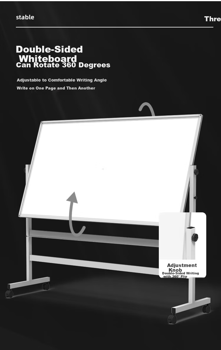 BBNEW Premium High-End 90*180cm Double-Sided Magnetic Whiteboard, Movable Stand-Up Adjustable Height Flip Writing Board for Training Meetings Office Home Children's Teaching Vertical Blackboard V-DW 7