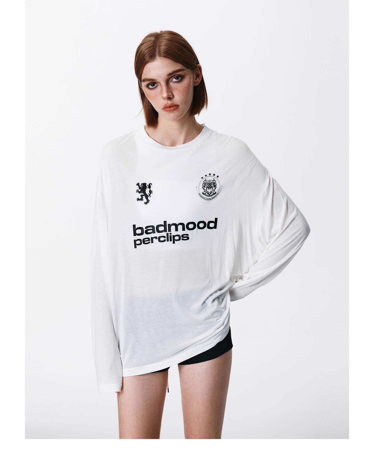 PCLP Printed Long Sleeve Sports Hoodie Loose Fit American Style Lightweight T-Shirt M White 1