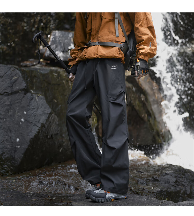 JEEP Men's Outdoor Functional Cargo Casual Pants Spring Tactical Sports Pants Black XL 12