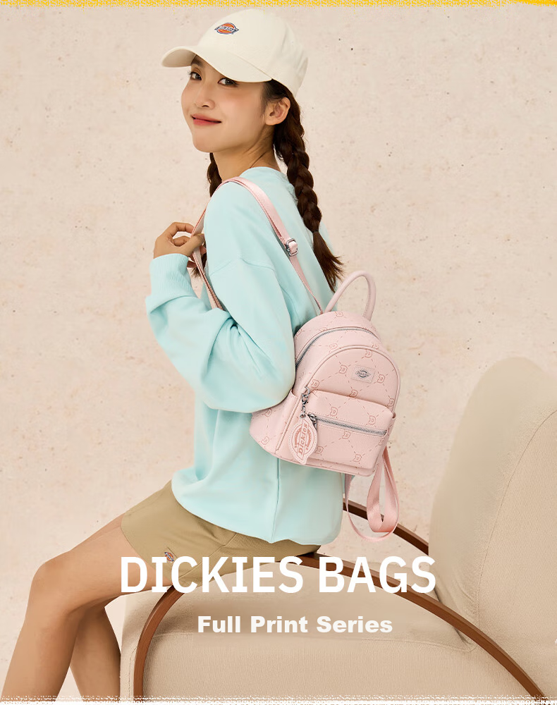 Dickies Backpack for Women, Lightweight Versatile Cute Mini Student Bookbag, Fashionable All-Over Print Commuter Travel Bag, Blue 2