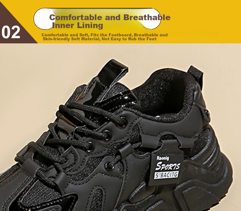 Cartelo Crocodile Women's Dad Sneakers Autumn Height Increasing Sports Casual Running Shoes for Students 1604 Black Size 35 3