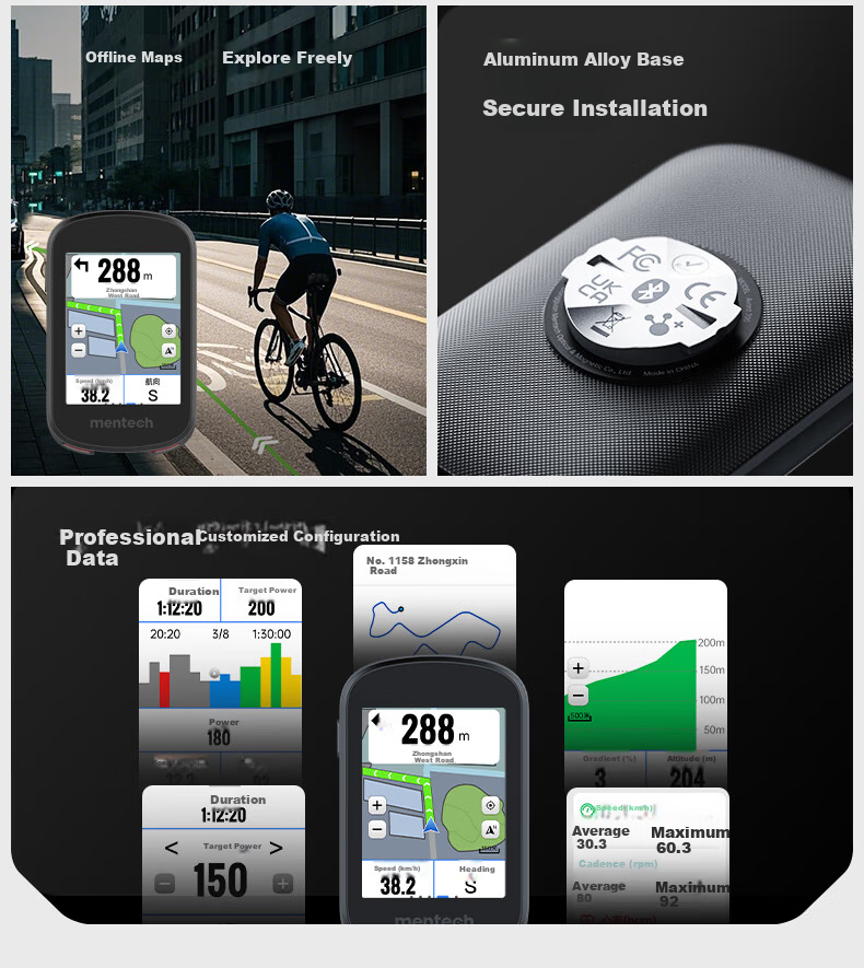 Mentech Avant700 Mountain And Road Bike Computer, GPS Smart Wireless Cycling Navigation, Obsidian Black 5