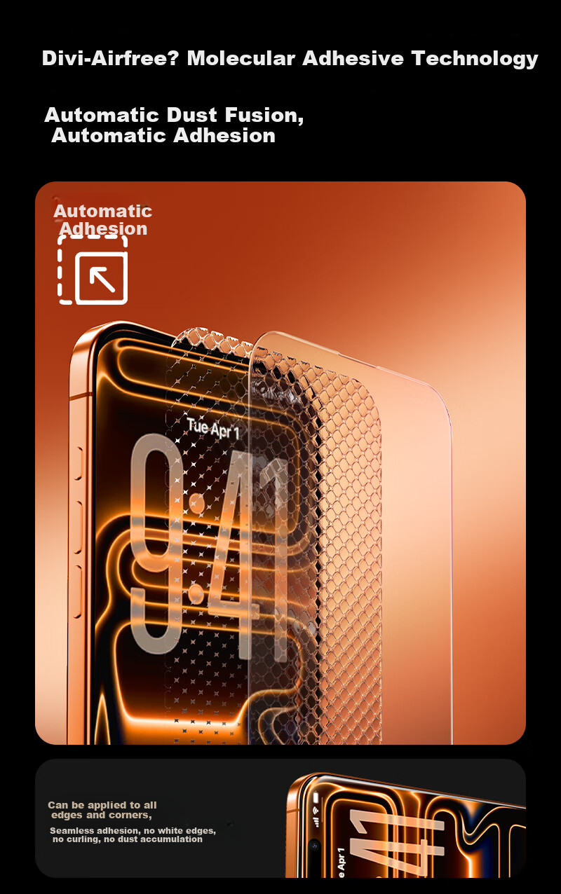 DIVI [Instant Application Dust-Free Case 2 Sets | No Black Border] Suitable for Apple 17 Tempered Glass Screen Protector, IPhone 17 Pro Phone Film, Dust-Proof, Shockproof, Anti-Fingerprint, Ultra-Thin Full Coverage Protective Film 22