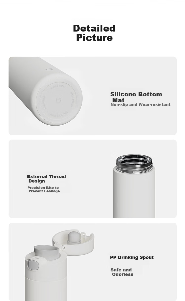 MIJIA Insulated Mug with Pop-Up Lid, Hot And Cold Cup, 480ml, Portable, Stainless Steel, Car-Friendly Water Bottle, Bamboo Green Color 14