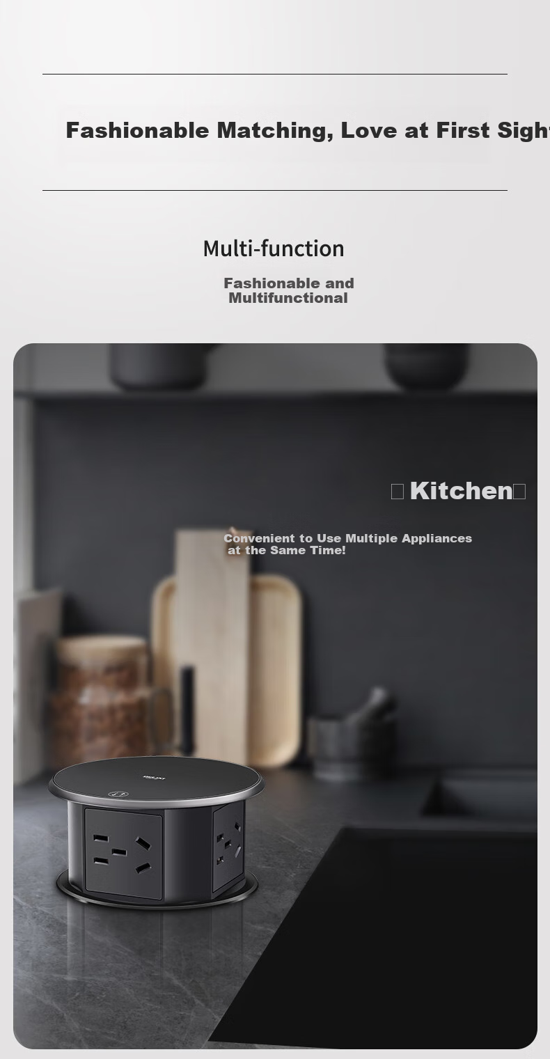 DELIXI Recessed Power Socket, Smart Electric Lift, Suitable for Kitchen Countertops And Conference Rooms, 4 Outlets with Five Holes, No Switch 4