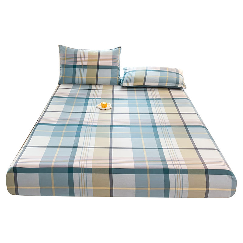 KING SHORE Class A Antibacterial 100% Pure Cotton Fitted Sheet Single Piece All-Cotton Solid Color Fitted Sheet for Adults 150*200cm Zhuying