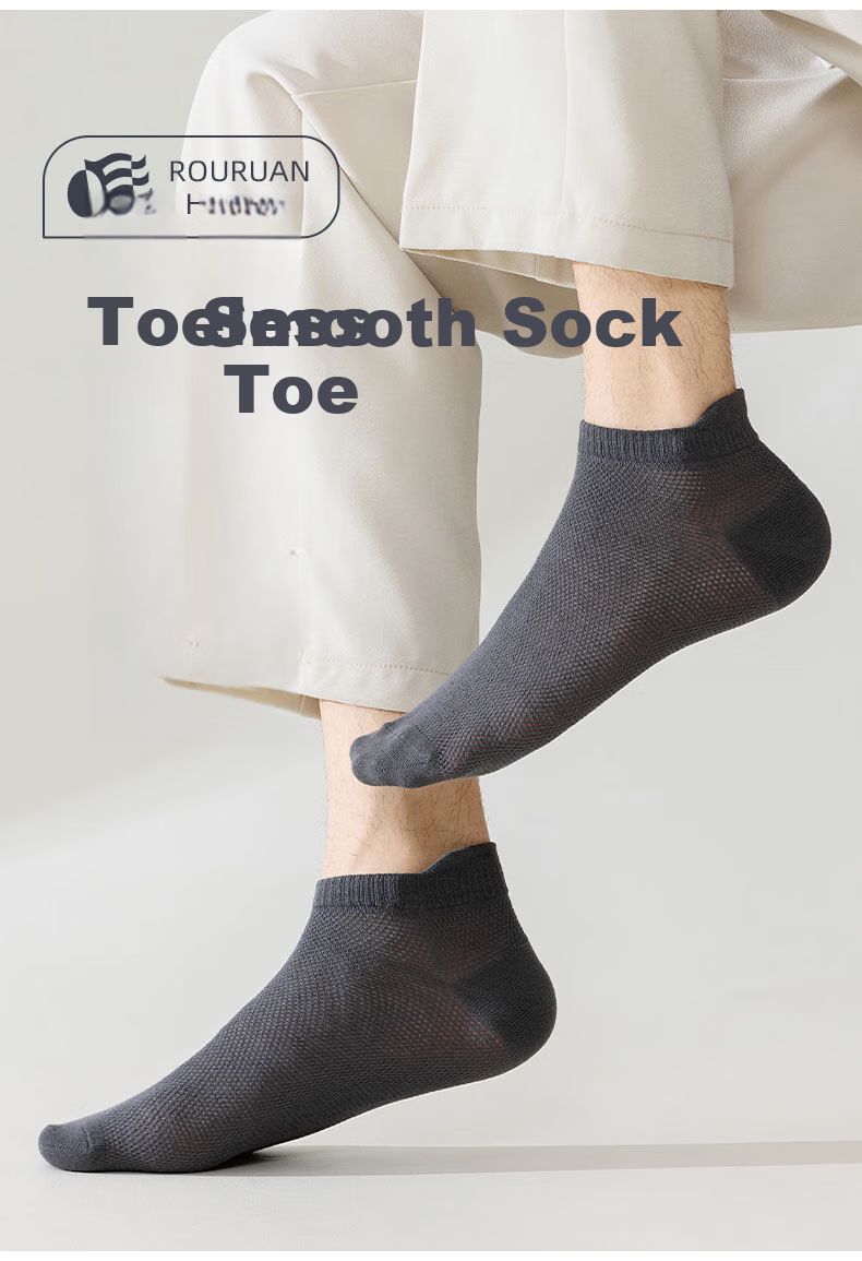 Mianmanman Men's Socks, Xinjiang Cotton Short Socks, Antibacterial And Odor-Resistant, Thin Summer Style, Sweat-Absorbing And Breathable, with Ears And Non-Slip Heel, Boat Socks, 10 Pairs 6