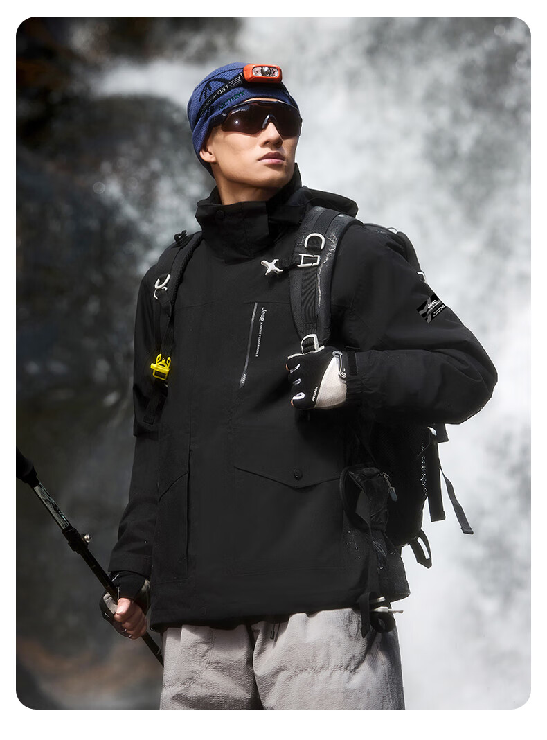 Jeep Men's 3-in-1 Outdoor Detachable Fleece Jacket Windproof Warm Waterproof Hiking Coat 1