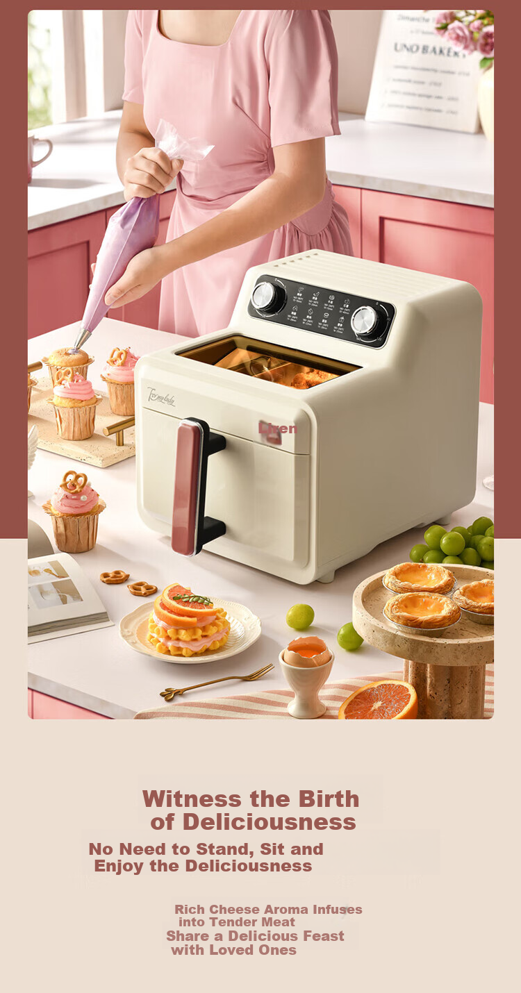 Liven Air Fryer for Home Use, Non-Coated 304 Stainless Steel Frying Basket Inner Pot, 7L Visible Large Capacity Can Roast Whole Chicken, Metal Interior No Need to Flip Food in Oven KZ-J7179 14