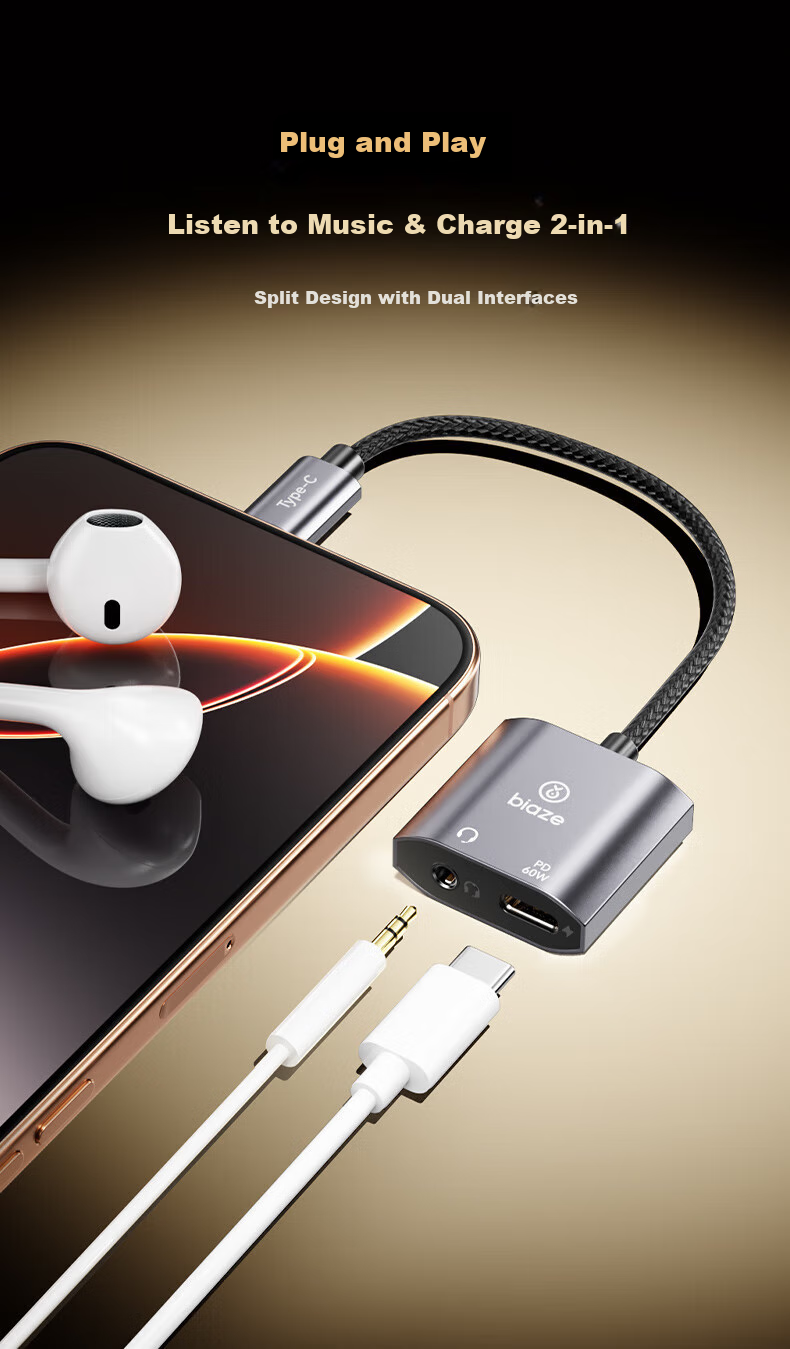 BIAZE Three-In Charging Cable, Super Fast 100W Charging, Multi-Head Car Charger, Compatible with Type-C, Android, Apple IPhone 17/16/15, Huawei, Honor Phones 3