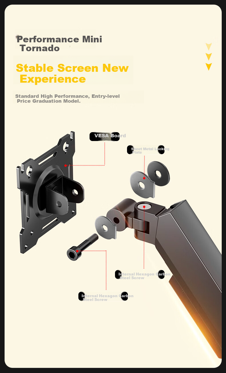 Geer Mechanical Arm Monitor Stand, Desktop Clamp-On No-Drill Computer Screen Support Arm, VESA Monitor Lifting And Heightening Bracket Base, 17-32 Inches 9