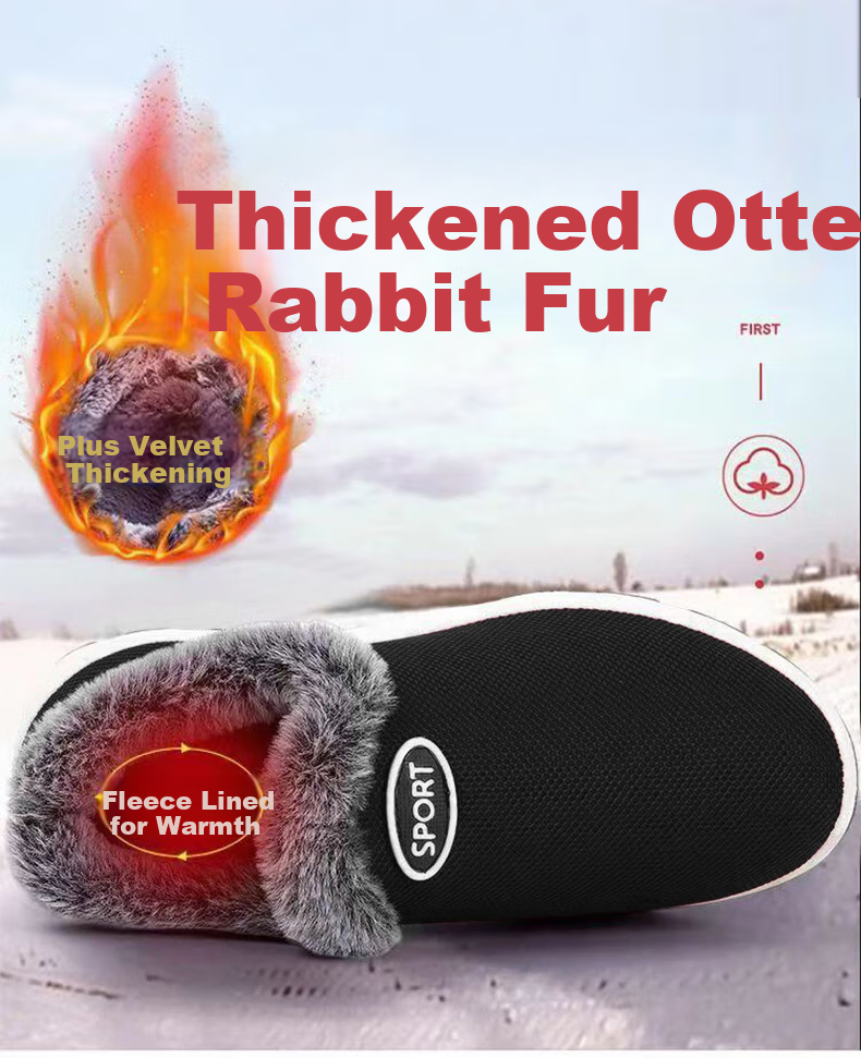FOOTOPPO Slip-On Fleece-Lined Cotton Shoes for Women, Warm Winter Footwear for Elderly, Traditional Beijing-Style Cotton Shoes for Seniors, Comfortable Slippers for Older Wome 3