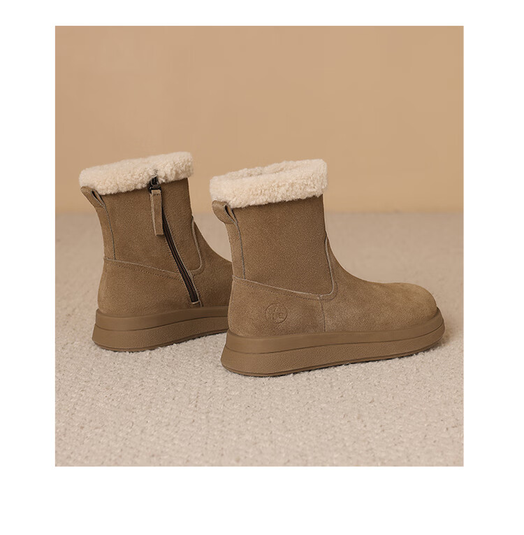 ZHR Women's Snow Boots Thick Sole Warm Casual Short Boots Comfortable Fashion EH209B Camel Size 37 16