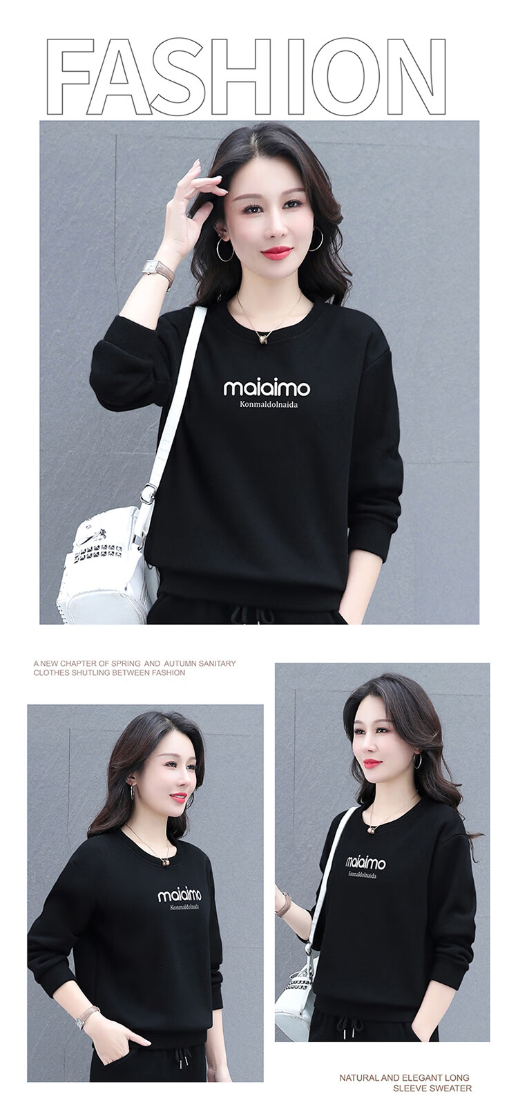 Woodpecker Women's Long Sleeve T-Shirt Autumn New Mid-Age Slim Fit Fashionable Base Sweatshirt Wine Red 4XL 10
