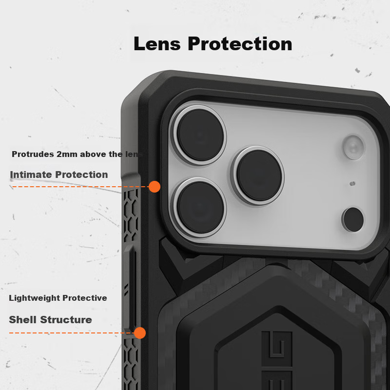 UAG Чехол для iPhone 17 Pro, противоударный, с полной защитой, анти-отпечатки, бизнес-магнитный, элегантный черный карбон