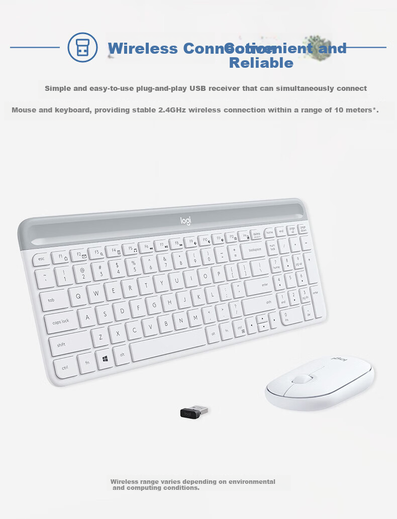Logitech MK470 [Enterprise Grade] Wireless Office Keyboard And Mouse Combo, Computer Laptop Membrane Keyboard with Wireless 2.4G Receiver, White [Order Bonus] 5