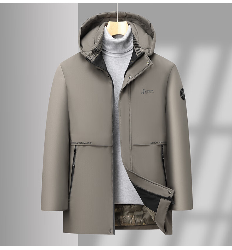 TUCANO Men's Winter Cotton Padded Jacket, Fleece Lined Thickened Coat, Men's Cold-Resistant Warm Business Casual Hooded Outerwear 8