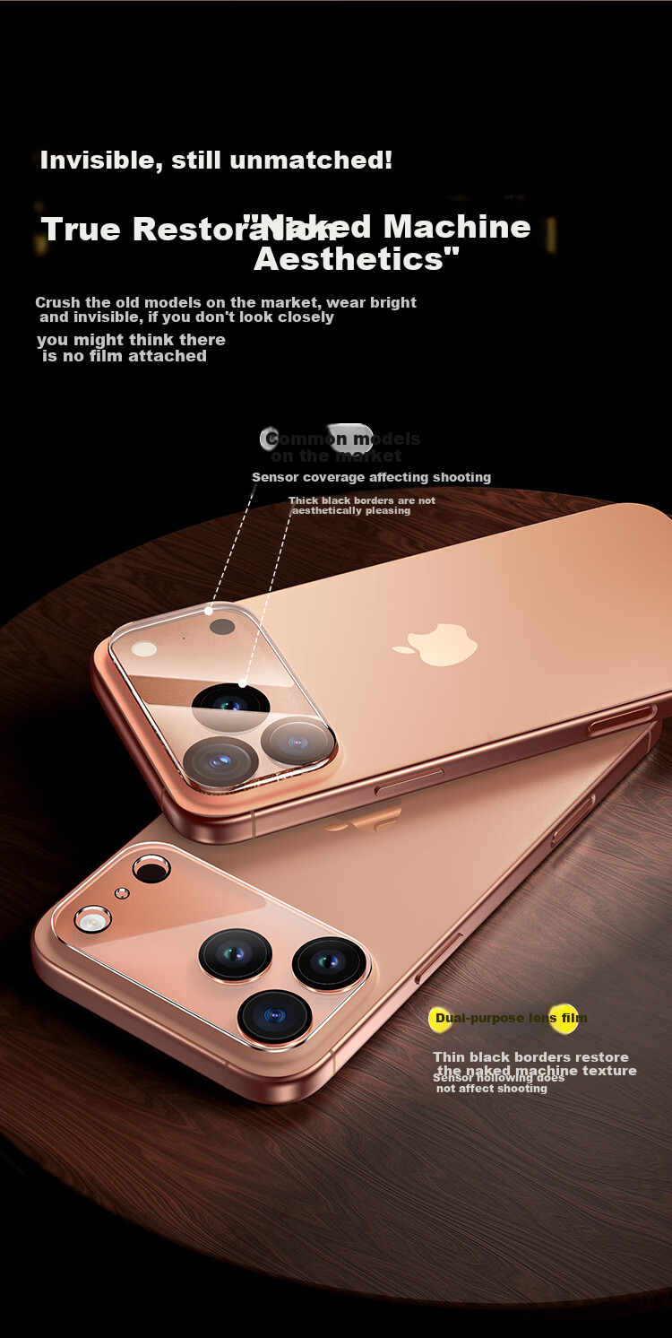 Baseus [AR Anti-Reflective | Full Lens Protection] IPhone 17 Pro Max Camera Lens Film, Apple 17 Pro Max Rear Camera Protective Film, High Definition, Scratch-Resistant, 2 Pieces Per Pack 12