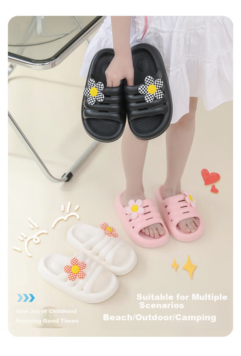 JD Original Sunflower EVA Children's Slippers Summer Boys Girls Cartoon Bath Infant Sandals Black 30-31 6