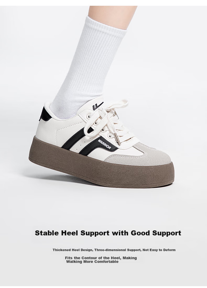 Huili Official Women's Shoes, 2026 Summer Retro German Training Shoes for Women, White Sneakers, Height-Increasing Shoes for Women, Black And White, Size 39 5
