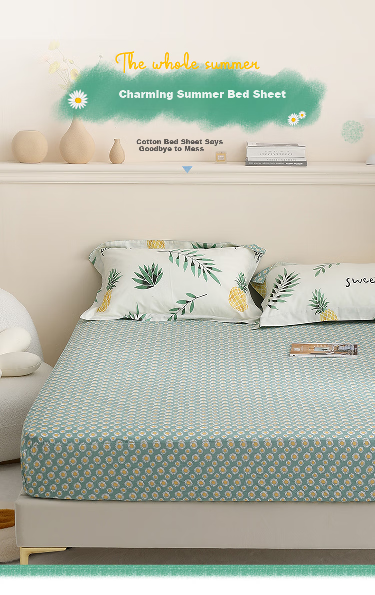 Dohia Pure Cotton Fitted Sheet, Bedspread, Mattress Protector, Single Piece, for 1.8m Bed, 200*180cm 1