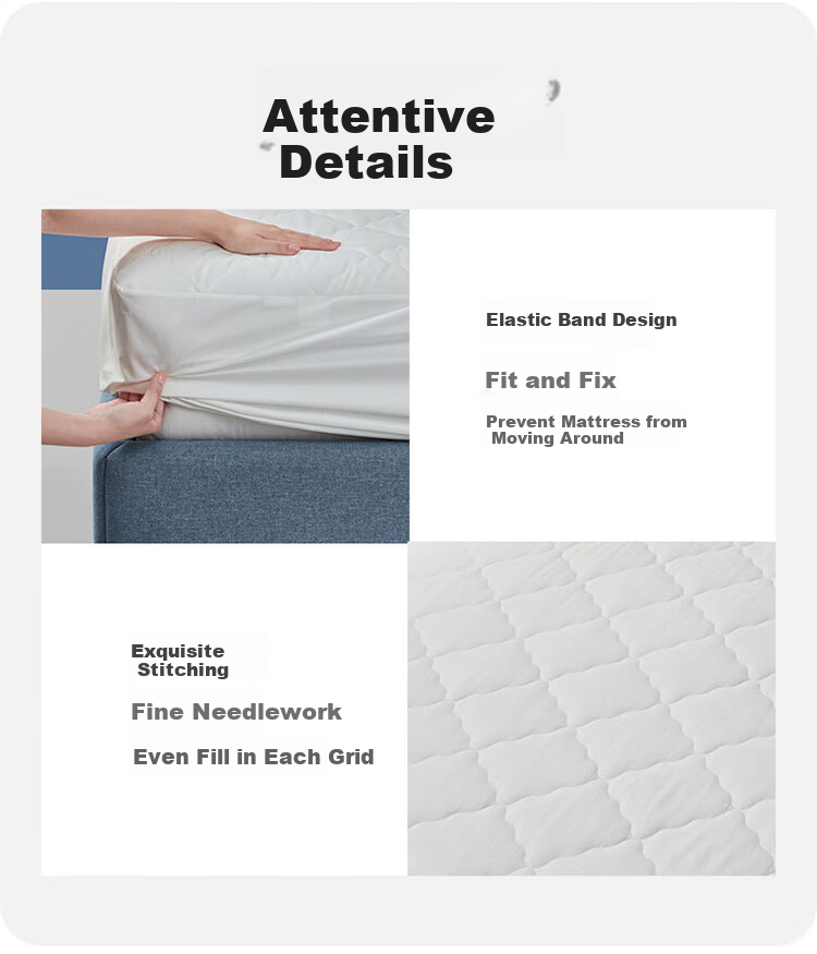 LUOLAI Home Textiles Mattress Pad, Washable Antibacterial Waterproof Bed Protector, Mattress Cover, Gray, for 1.5-Meter Bed 10