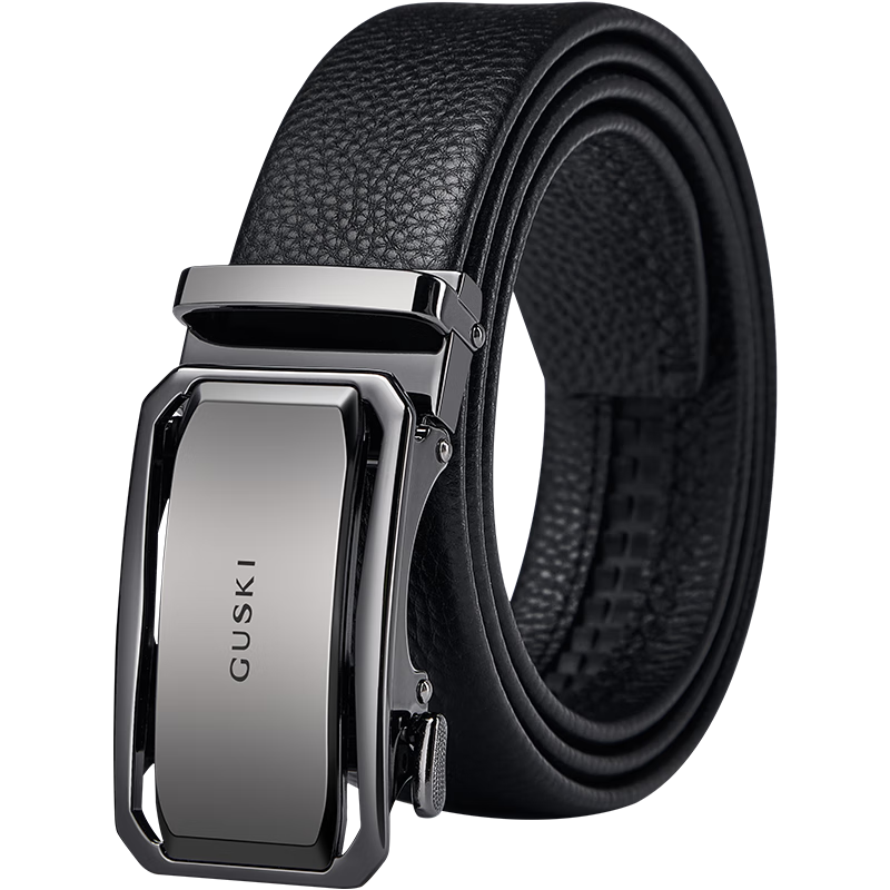 GUSKI Brand Men's Leather Belt with Automatic Buckle, Business Trouser Belt in Gift Box, Birthday Present for Boyfriend Or Husband