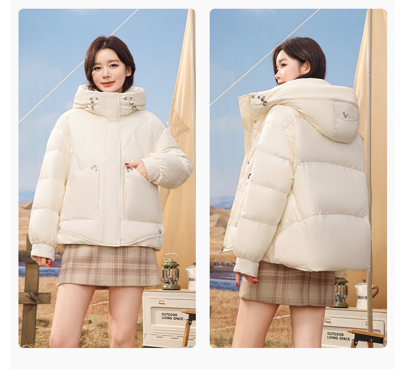 SNOWFLYING Women's Short Down Jacket 2025 Autumn Winter New Fashion Collar Warm 90% Down Coat Green XS 15