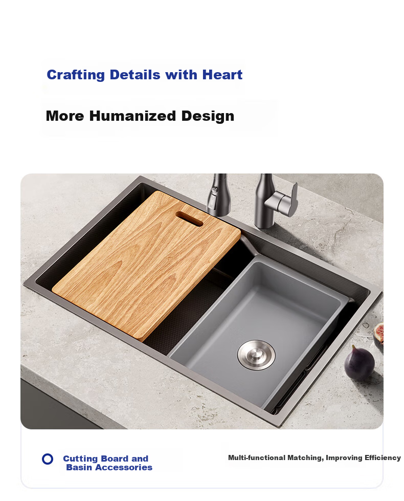 JOMOO Stainless Steel Embossed Filter Strainer Narrow-Edge Double-Sink Large Single Sink Kitchen Vegetable Washing Basin 75*43 Pull-Out Faucet 02373 18